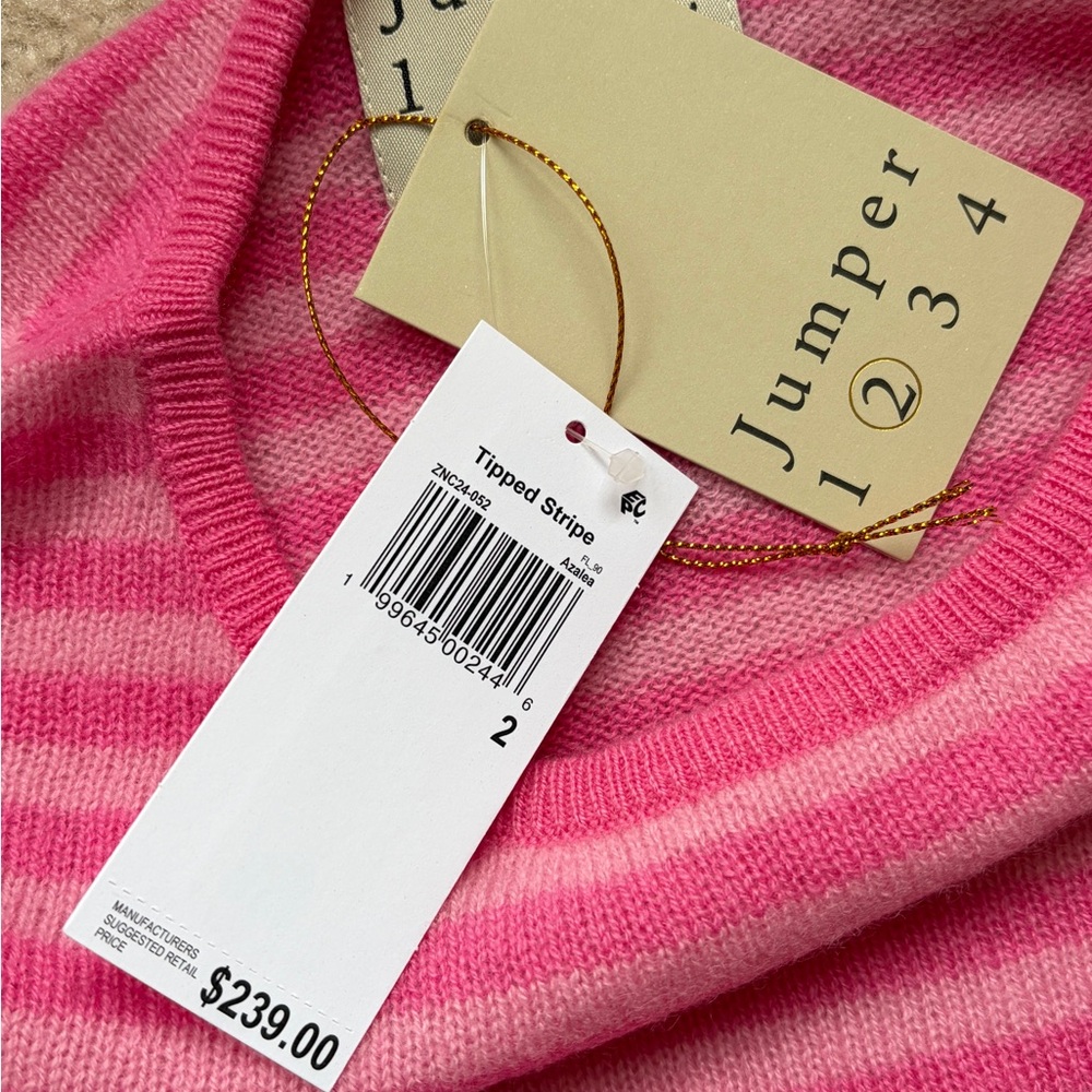Jumper 1234 Pink Striped Women's Cashmere Sweater - Picture 12 of 12